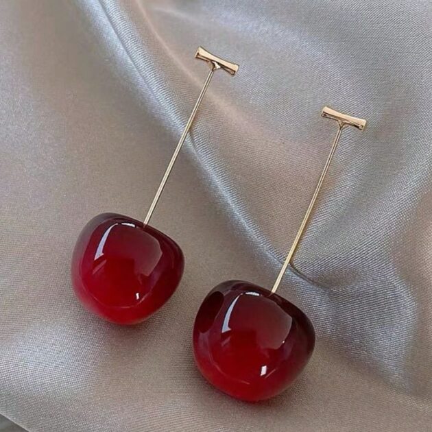 🍒 أقراط راقية بتصميم فاكهة الكرز 🌸